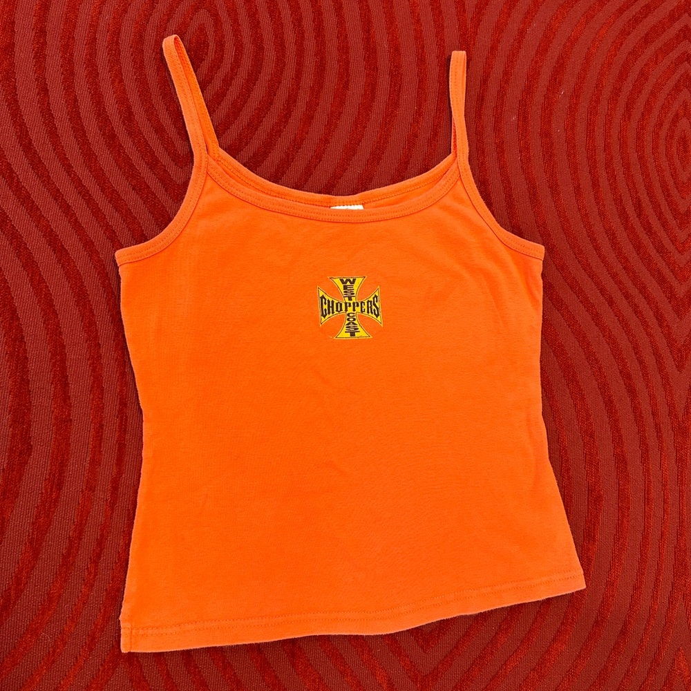 Bay Beauty XL spaghetti strap tank top Orange West Coast Choppers 🔥